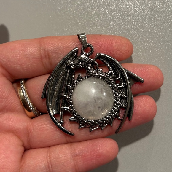 Clear Quartz Dragon Pendant - Picture 1 of 3